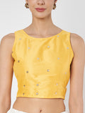 Net Sequins Embroidered Crop Top