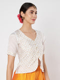 Silk Blend Block Printed Button Down Top