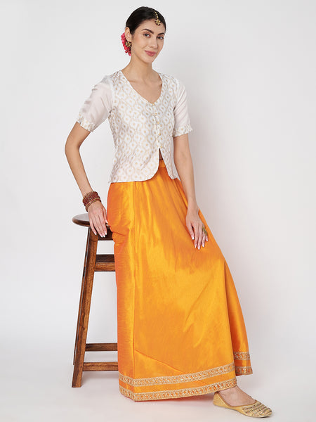 Silk Blend Block Printed Button Down Top