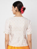 Silk Blend Block Printed Button Down Top