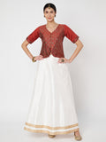 Silk Blend Block Printed Button Down Top