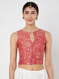 Chanderi Printed Front Open Top