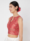 Chanderi Printed Front Open Top