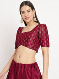 Dupion Hand Block Printed Square Neck Crop Top