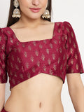 Dupion Hand Block Printed Square Neck Crop Top