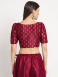 Dupion Hand Block Printed Square Neck Crop Top