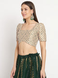 Dupion Hand Block Printed Square Neck Crop Top