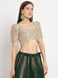 Dupion Hand Block Printed Square Neck Crop Top