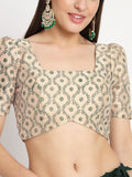 Dupion Hand Block Printed Square Neck Crop Top