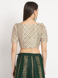 Dupion Hand Block Printed Square Neck Crop Top