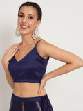 Dupion Solid Spaghetti Crop Top