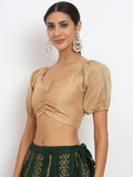 Cotton Tissue Puff Back Tie Crop Top