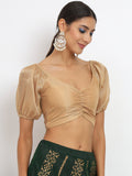 Cotton Tissue Puff Back Tie Crop Top