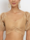 Cotton Tissue Puff Back Tie Crop Top