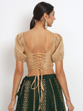 Cotton Tissue Puff Back Tie Crop Top