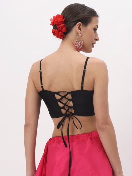 Chroma Spaghetti Back Tie Padded Crop Top