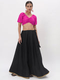 Chroma Puff Sleeves Back Tie Padded Crop Top