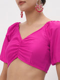 Chroma Puff Sleeves Back Tie Padded Crop Top