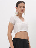 Silk Blend Stretchable Embellished Crop Top