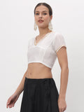 Silk Blend Stretchable Embellished Crop Top