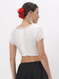 Silk Blend Stretchable Embellished Crop Top