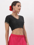 Silk Blend Stretchable Embellished Crop Top