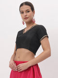 Silk Blend Stretchable Embellished Crop Top