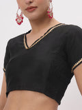 Silk Blend Stretchable Embellished Crop Top