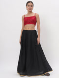 Net Sequin Embroidered Spaghetti Crop Top