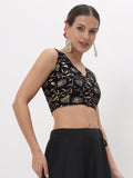 Viscose Block Printed Back Hook Crop Top