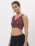 Viscose Block Printed Back Hook Crop Top