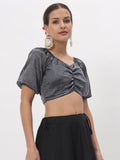 Cotton Tissue Back Tie Padded Crop Top