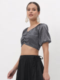 Cotton Tissue Back Tie Padded Crop Top