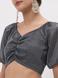 Cotton Tissue Back Tie Padded Crop Top