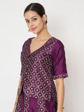 Silk Blend Block Printed Button Down Top
