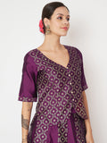 Silk Blend Block Printed Button Down Top