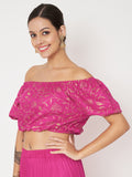 Viscose Block Printed Off Shoulder Crop Top