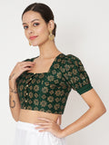 Silk Blend Block Printed Button Down Crop Top