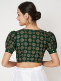 Silk Blend Block Printed Button Down Crop Top