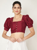 Silk Blend Button Down Crop Top