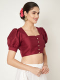 Silk Blend Button Down Crop Top