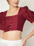 Silk Blend Button Down Crop Top