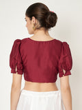 Silk Blend Button Down Crop Top