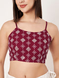Georgette Embroidered Spaghetti Readymade Blouse