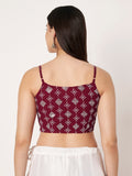 Georgette Embroidered Spaghetti Readymade Blouse