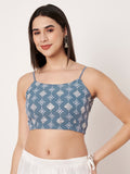 Georgette Embroidered Spaghetti Readymade Blouse