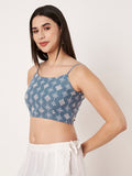 Georgette Embroidered Spaghetti Readymade Blouse