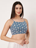 Georgette Embroidered Spaghetti Readymade Blouse