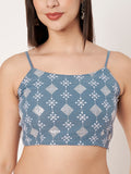 Georgette Embroidered Spaghetti Readymade Blouse