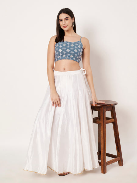 Georgette Embroidered Spaghetti Readymade Blouse